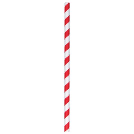 AARDVARK 8.5" Colossal Wrapped Red and White Stripe Paper Straws PK 1200 61690005